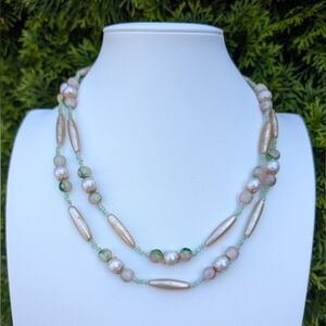 Vtg Estate Made In Japan Floral Delicate Cottagecore Victorian 2 Strand Necklace